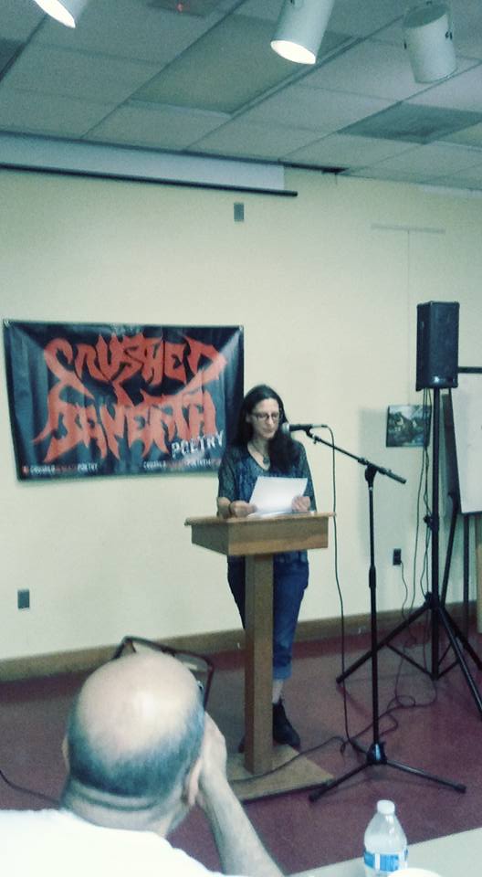 Poet Kay Kestner at Crushed Beneath Poetry 6th Anniversary Open Mic Poetry Reading.
